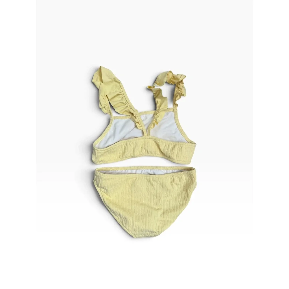 Polo Ralph Lauren Girls Yellow Cable Knit Ruffle Bikini Swimsuit Set 6X NEW*